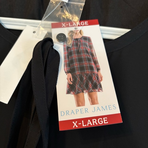 NWT Draper James Black Tie Neck Flounce Shift Long Sleeve Dress XL - Picture 10 of 11